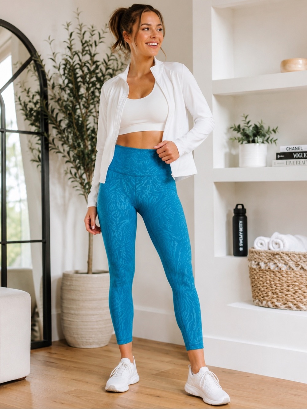 Sweaty Betty All Day 7/8 Leggings Blue Animal Print Size US 6